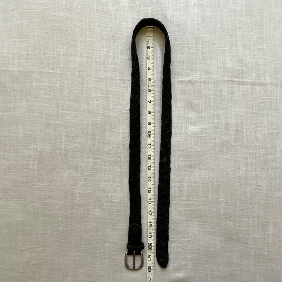 Black Leather Suede Woven Braided Belt Adjustable L:47” NEW - Picture 10 of 12